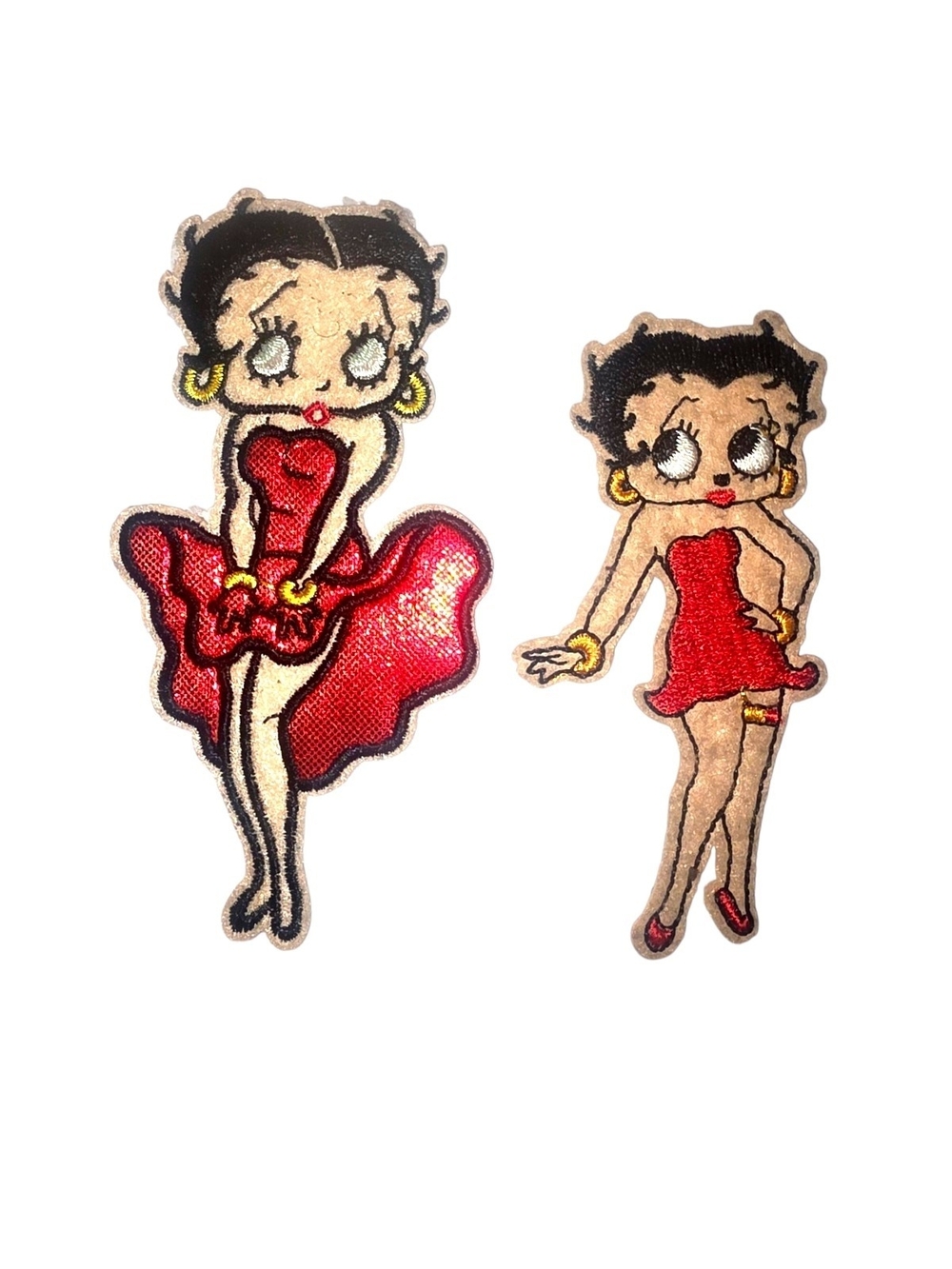 Betty Boop Red Dress Embroidered Patches - Pair